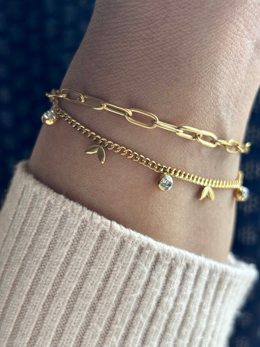 Twin Whispered Double Layered Bracelet | Anti Tarnish Gold Plated