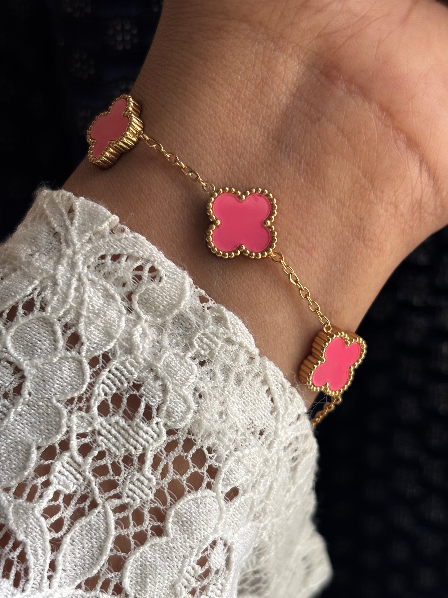 Pink Van Cleef Clover Bracelet