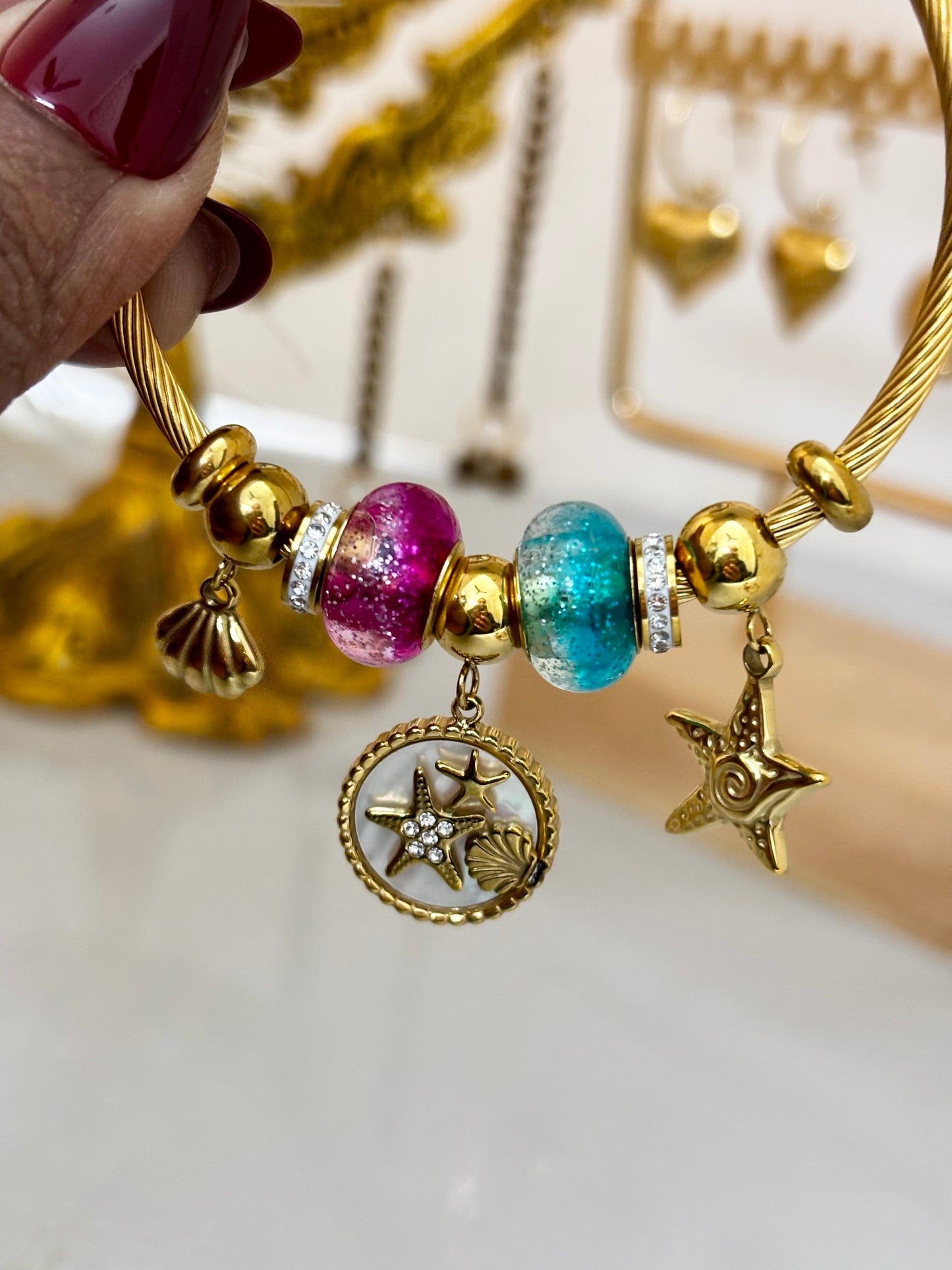 Pandora Style Starfish & Shell Charm Bracelet