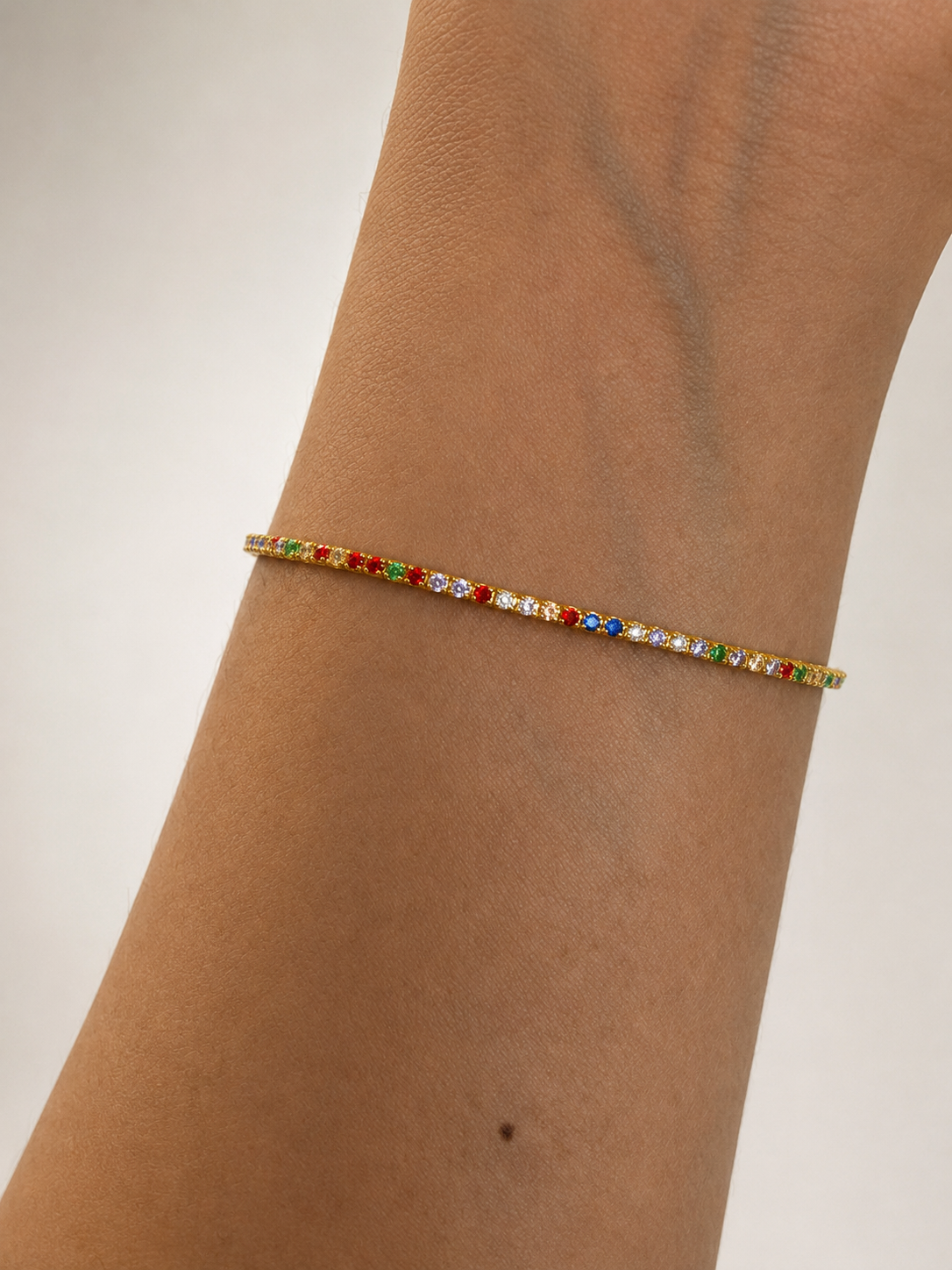 Minimal Multicoloured Tennis Bracelet | Anti Tarnish