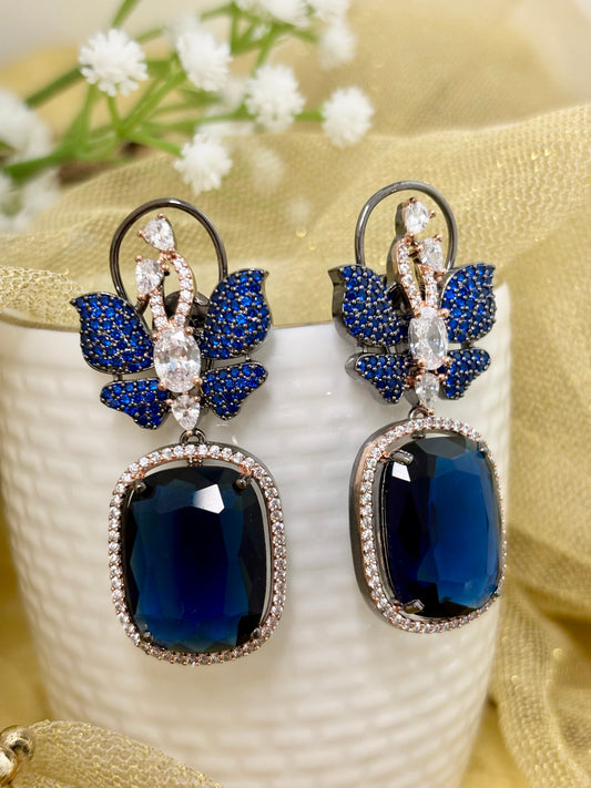 Enchanted Royal Blue Wings Danglers
