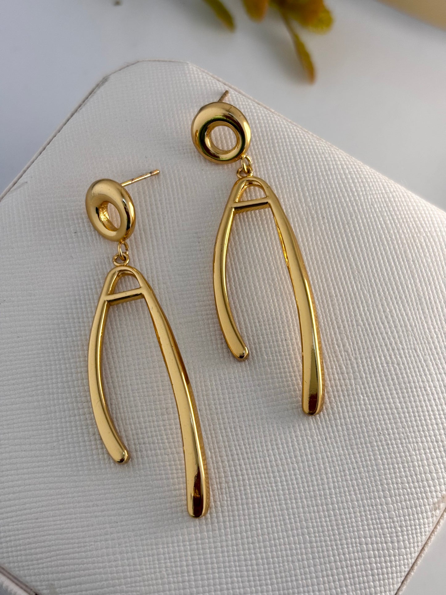 Gold Abstract Curve Danglers Earrings | Anti Tarnish Gold Plated