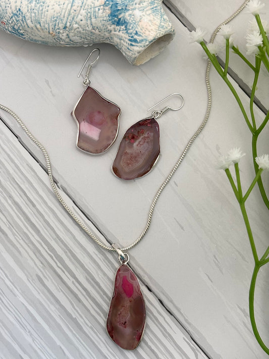 Aranya - Natural Stones Jewellery Set (Peach)