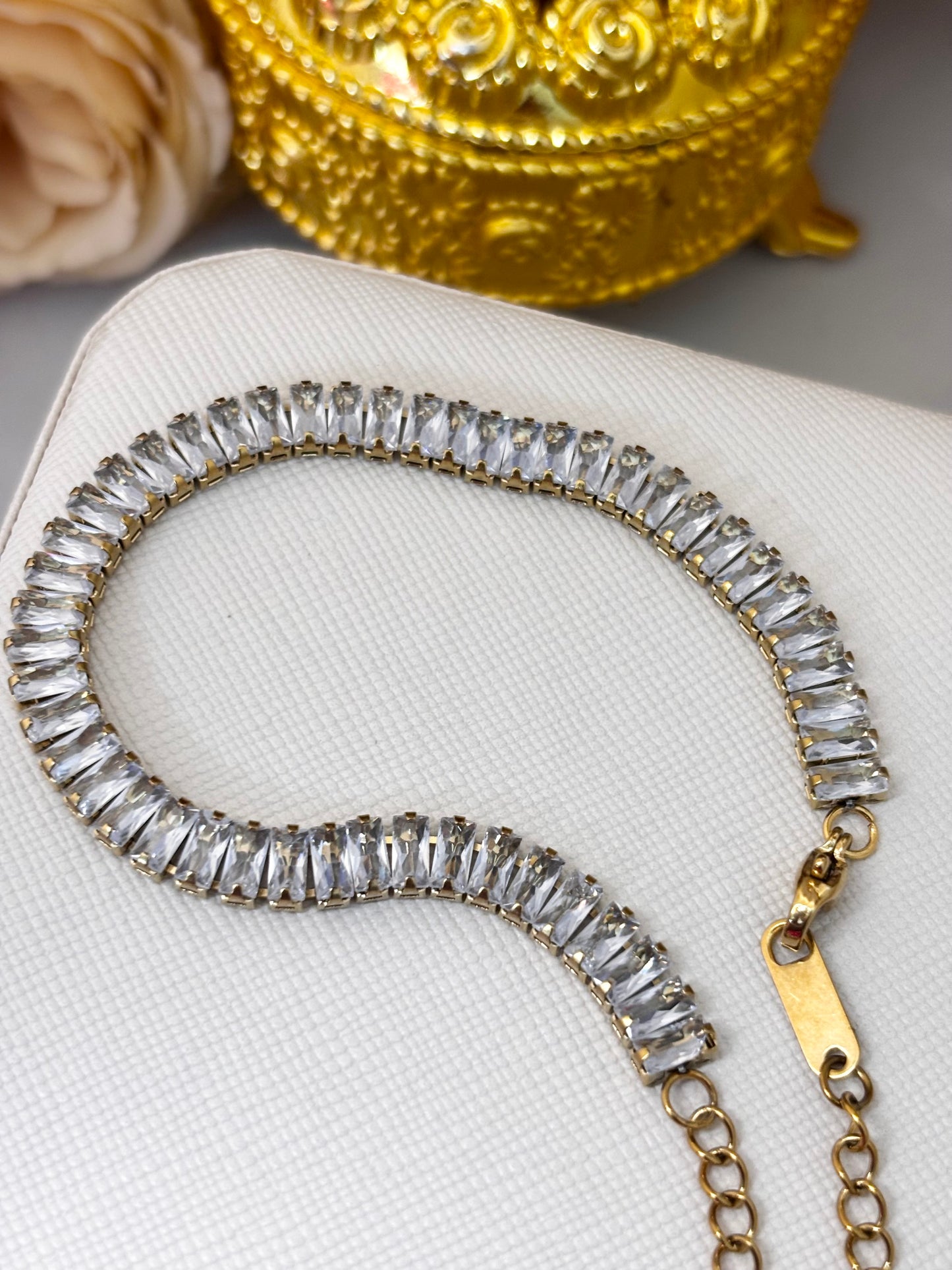 Baguette White Crystal Tennis Bracelet