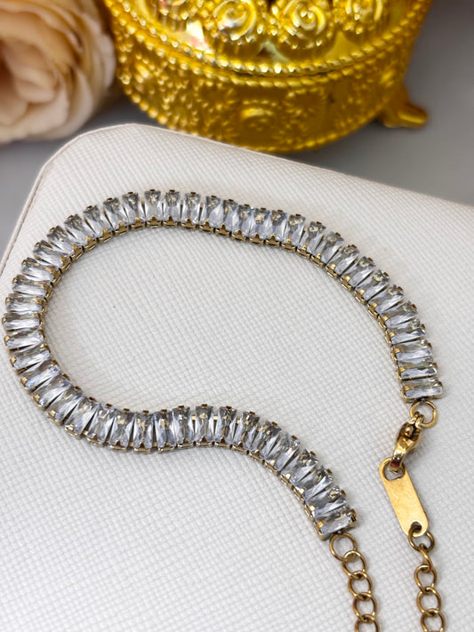 Baguette White Crystal Tennis Bracelet