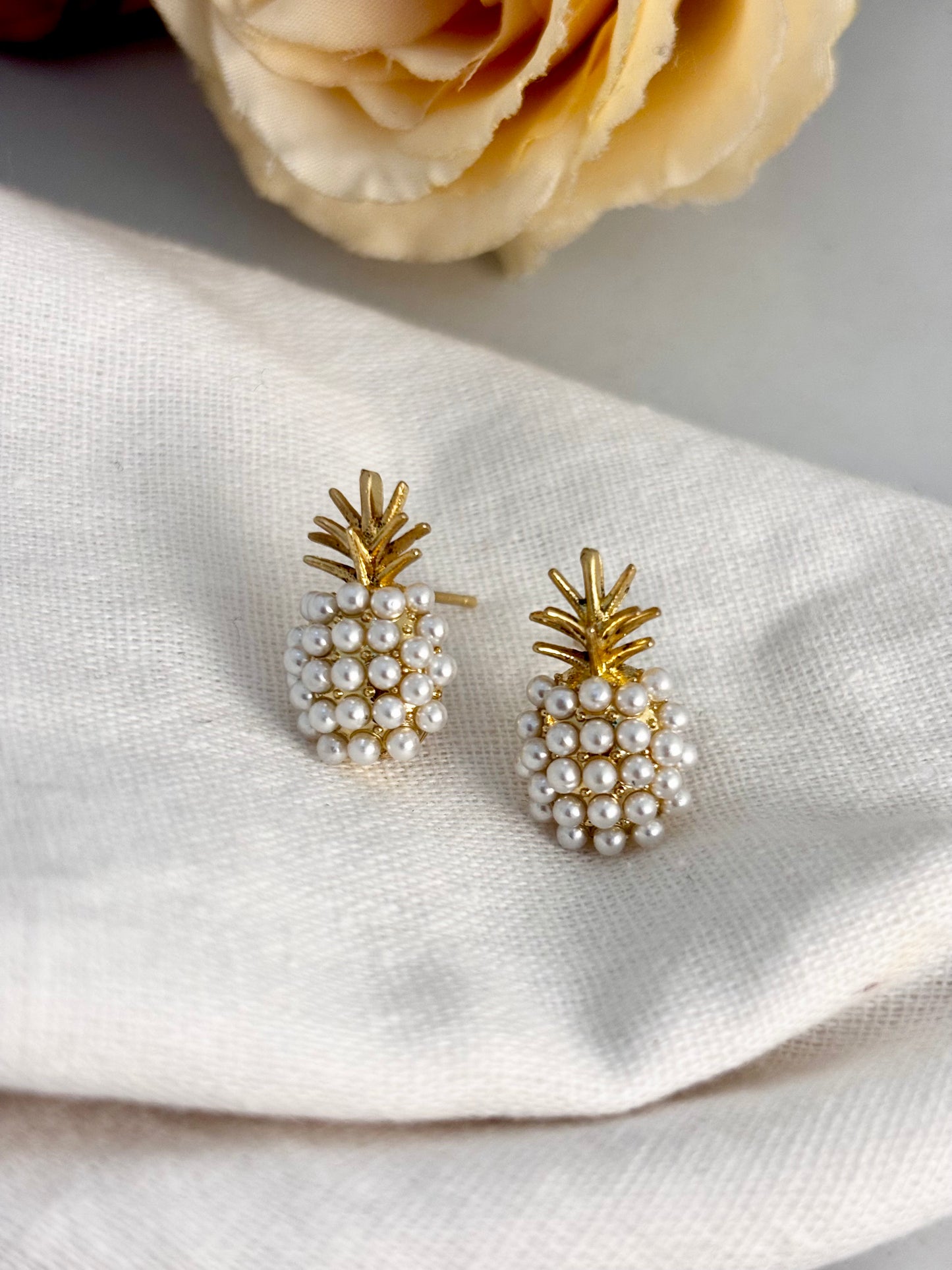 Pearl Pineapple Earrings | Minimal Studs