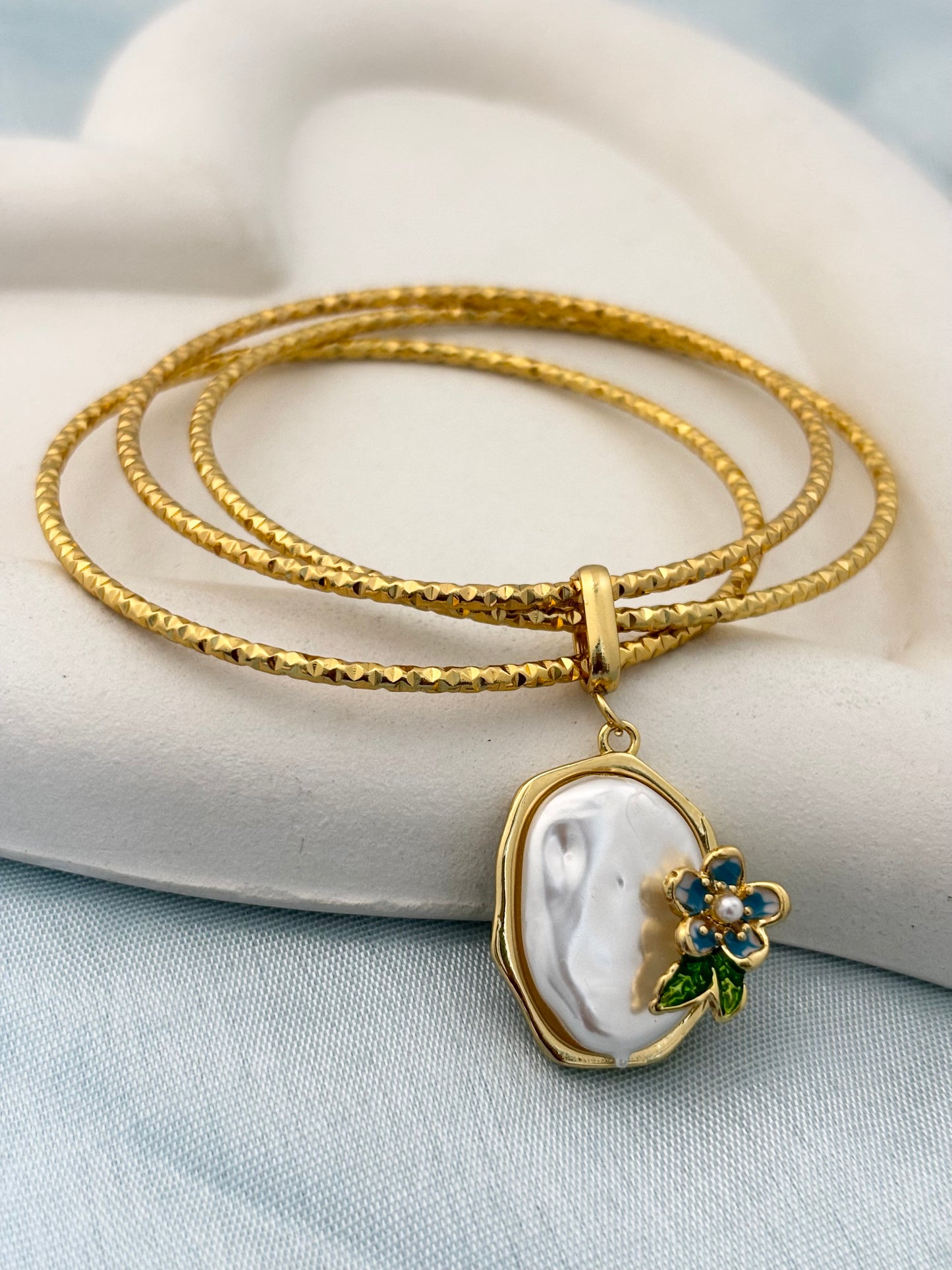 Mother of Pearl Whisper Bangle Bracelet