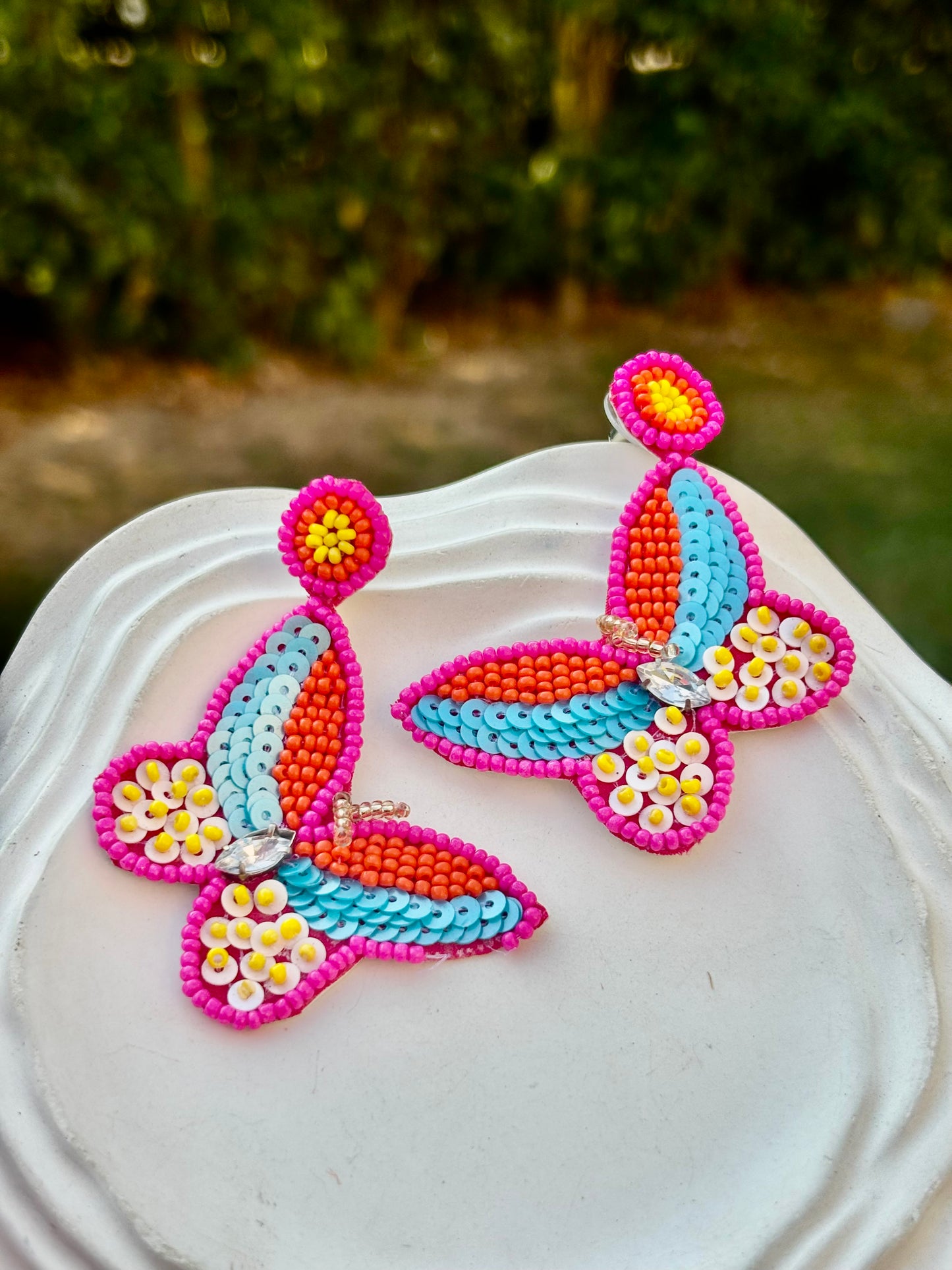 Sunshine Butterfly Beaded Handmade Earrings