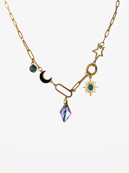 Gold Universe Charms Pendant Necklace