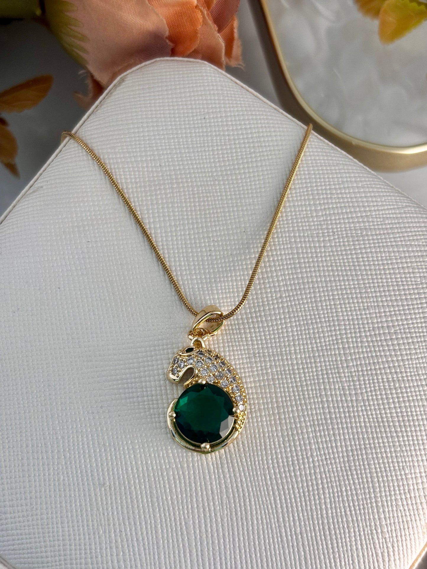 Emerald Zircon Panther Pinteresty Necklace | Gold Plated Non Tarnish