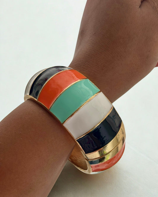 Colour Rush | Chunky Multicoloured Enamel Gold Cuff