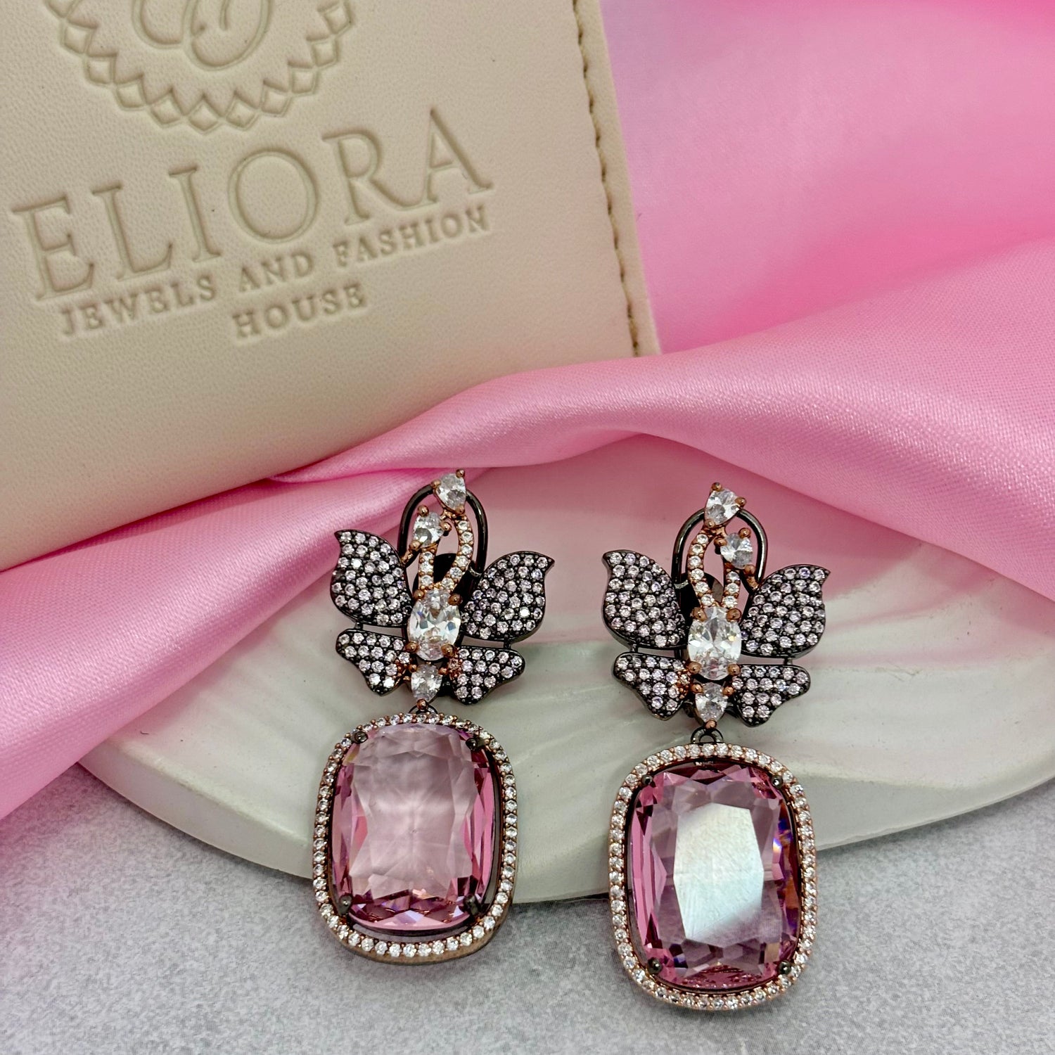 Enchanted Pink Sapphire Wings Danglers