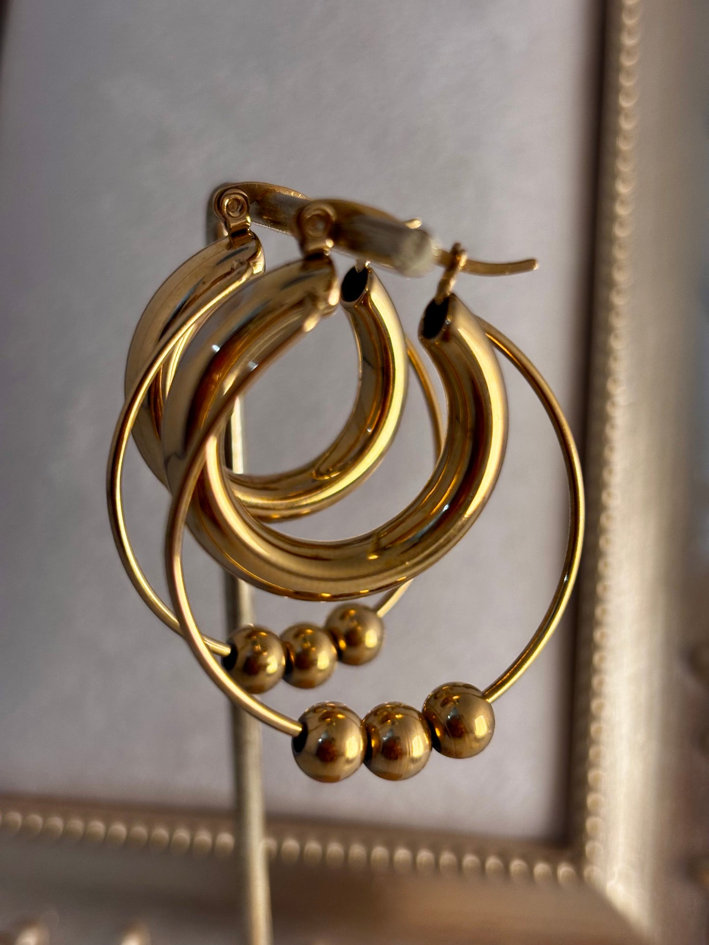 Luxe Triple Ball Hoops | Anti Tarnish - Gold Plated