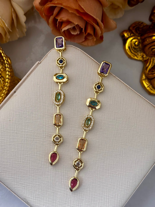 Viral Gold Plated Multi Stone Earrings | Anti Tarnish Gold Plated