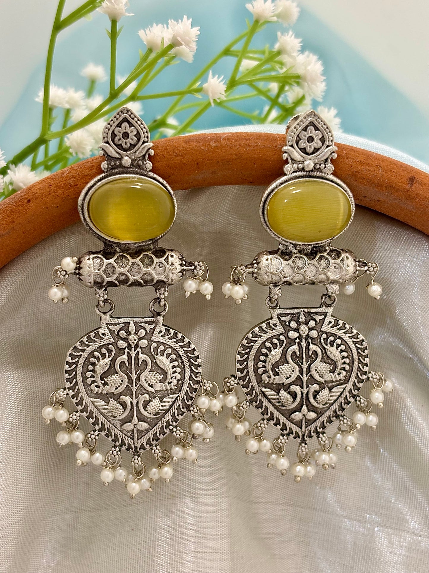 Ivara Jhumkas Earrings (Yellow)