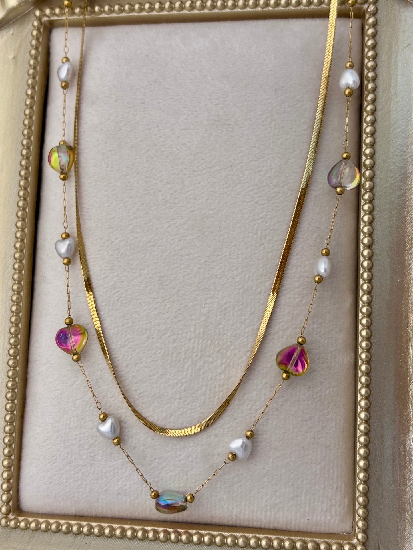 Aurabelle Gold Plated Layered Pearl Beaded Necklace