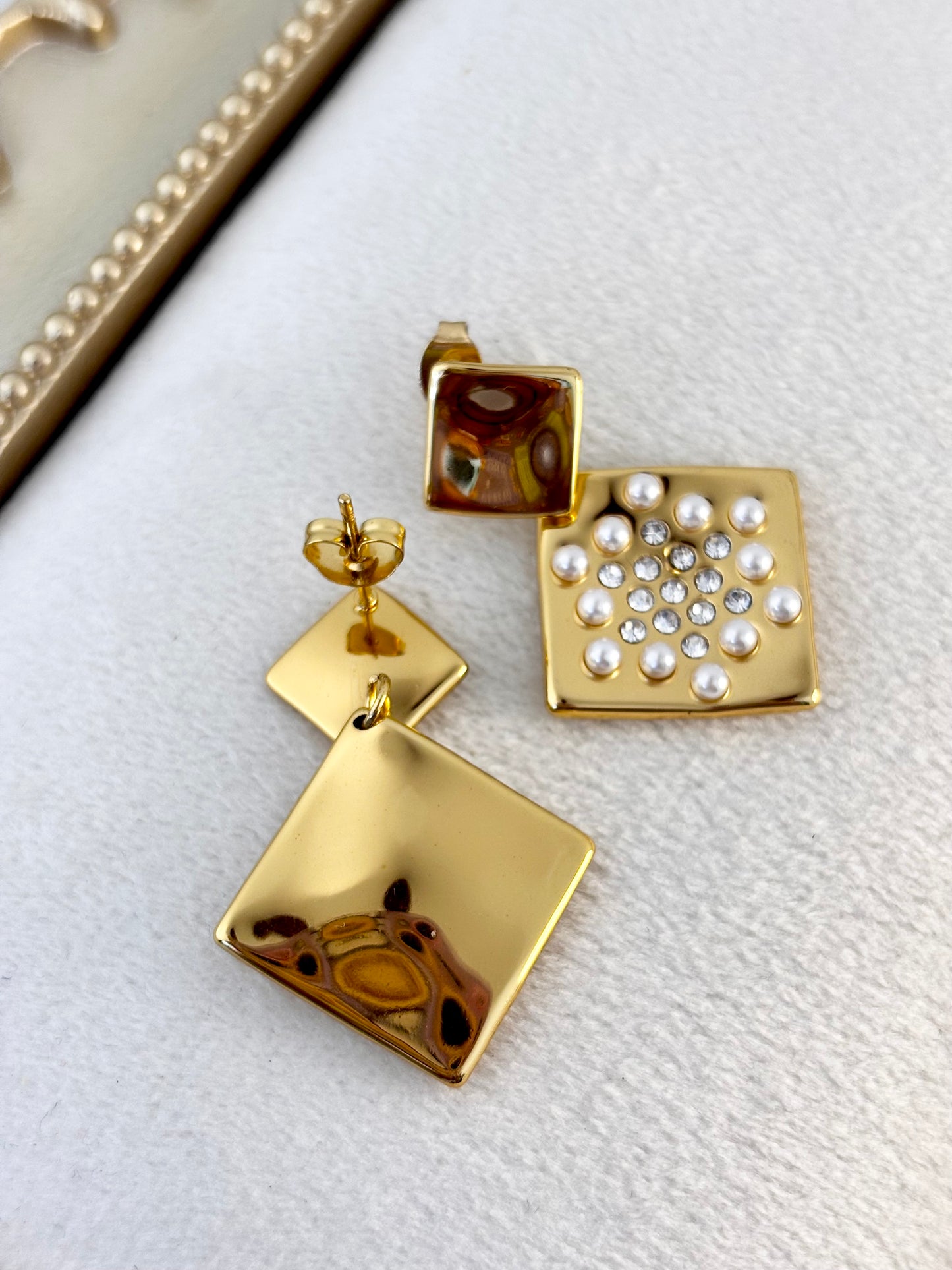 Pearl Mosaic Zircon Drops  | Non Tarnish 18k Gold Plated