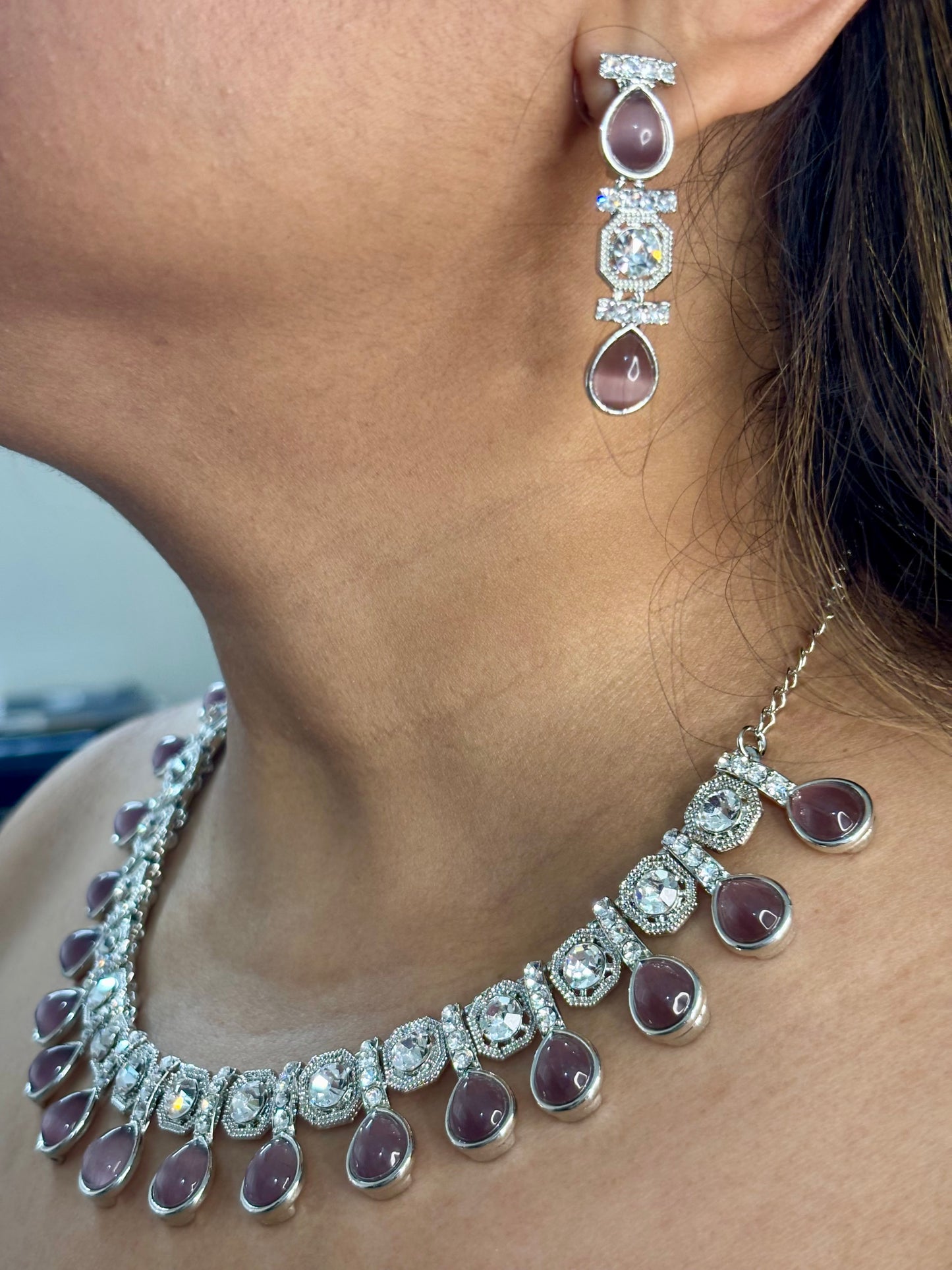 Moonstone Mauve Necklace Set