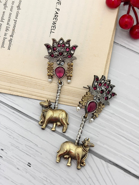 Nandini Dual Tone Earrings (Pink)