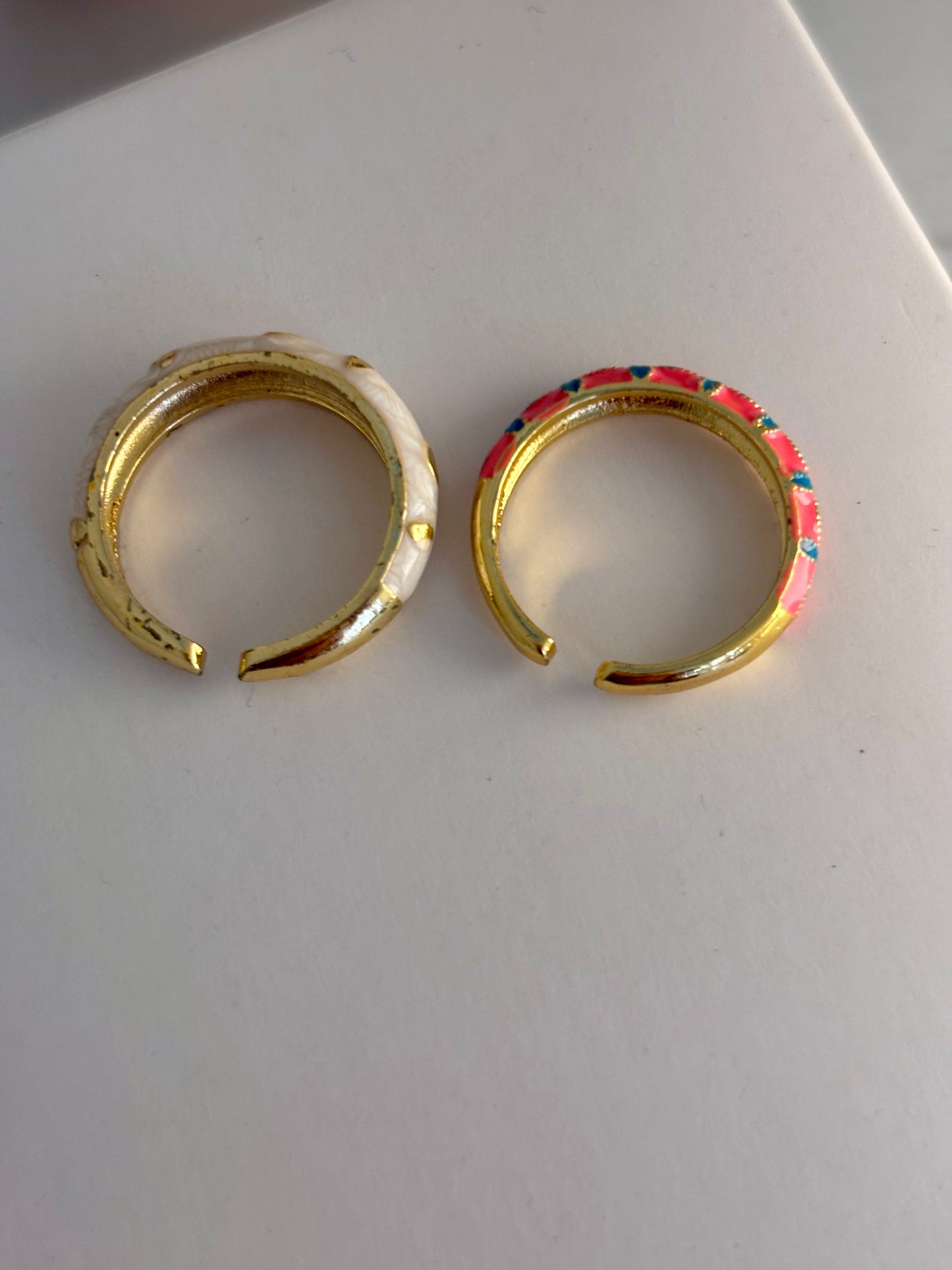 Little Love Duo Enamel Ring Set of 2 | Adustable Base