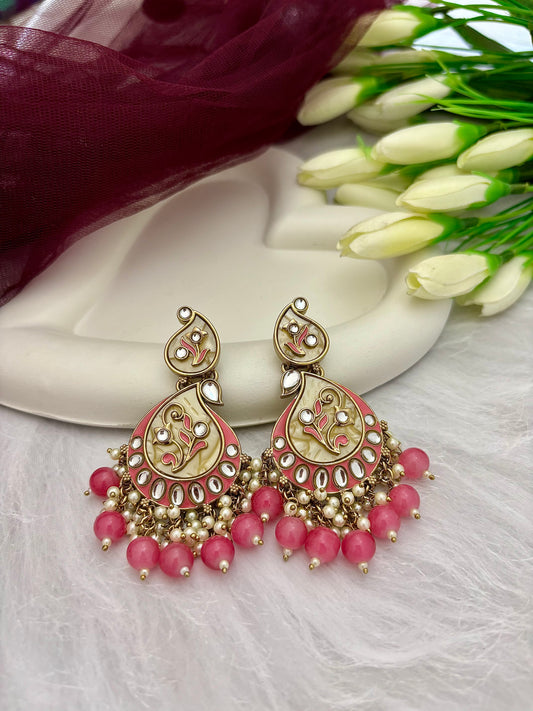 Gulnaar Jhumkas (Pink)