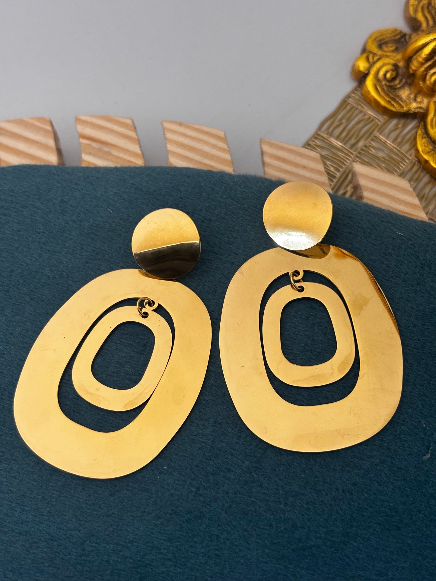 Chunky Gold Geometric Statement Earrings