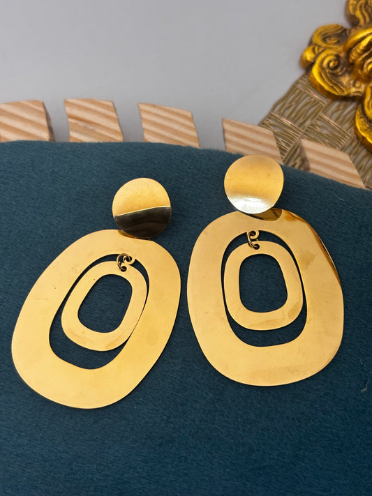 Chunky Gold Geometric Statement Earrings