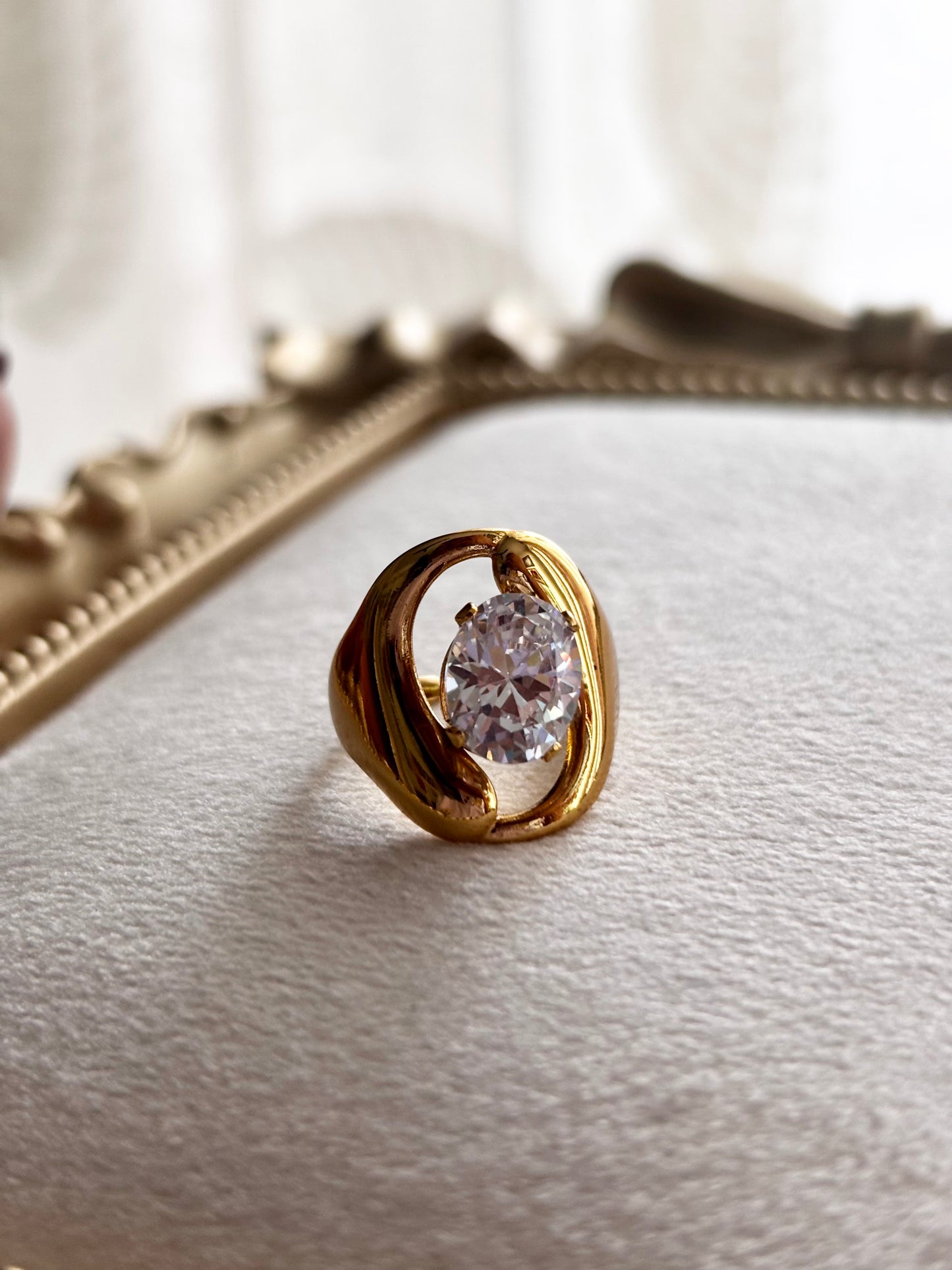 Designer Gold Solitaire Ring for Women