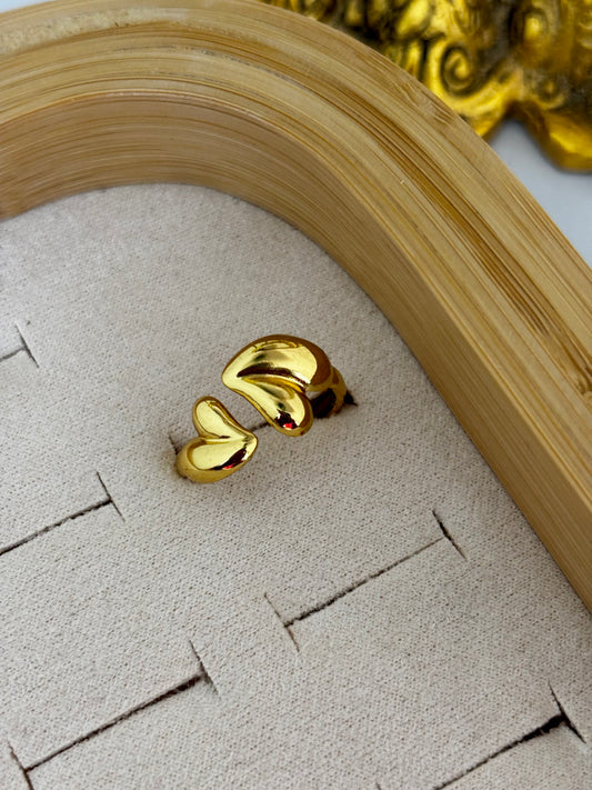 Double Heart Whisper | Anti Tarnish Gold Plated Ring