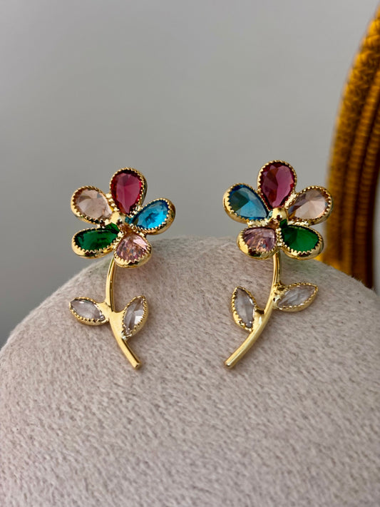 Multicolor Floral Stone Drop Earrings