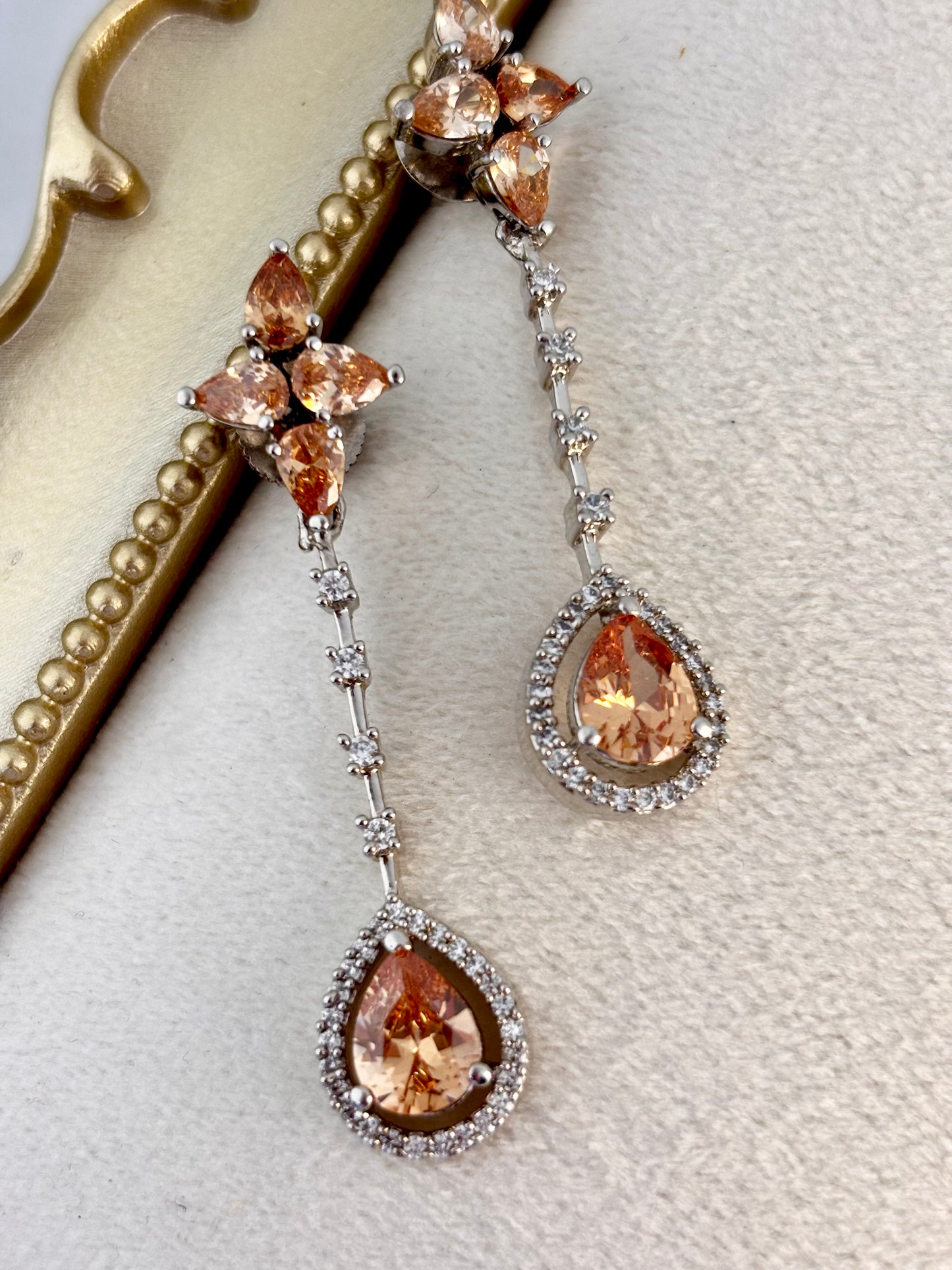 Lyra Orange AD Dangles | Wedding & Party Wear
