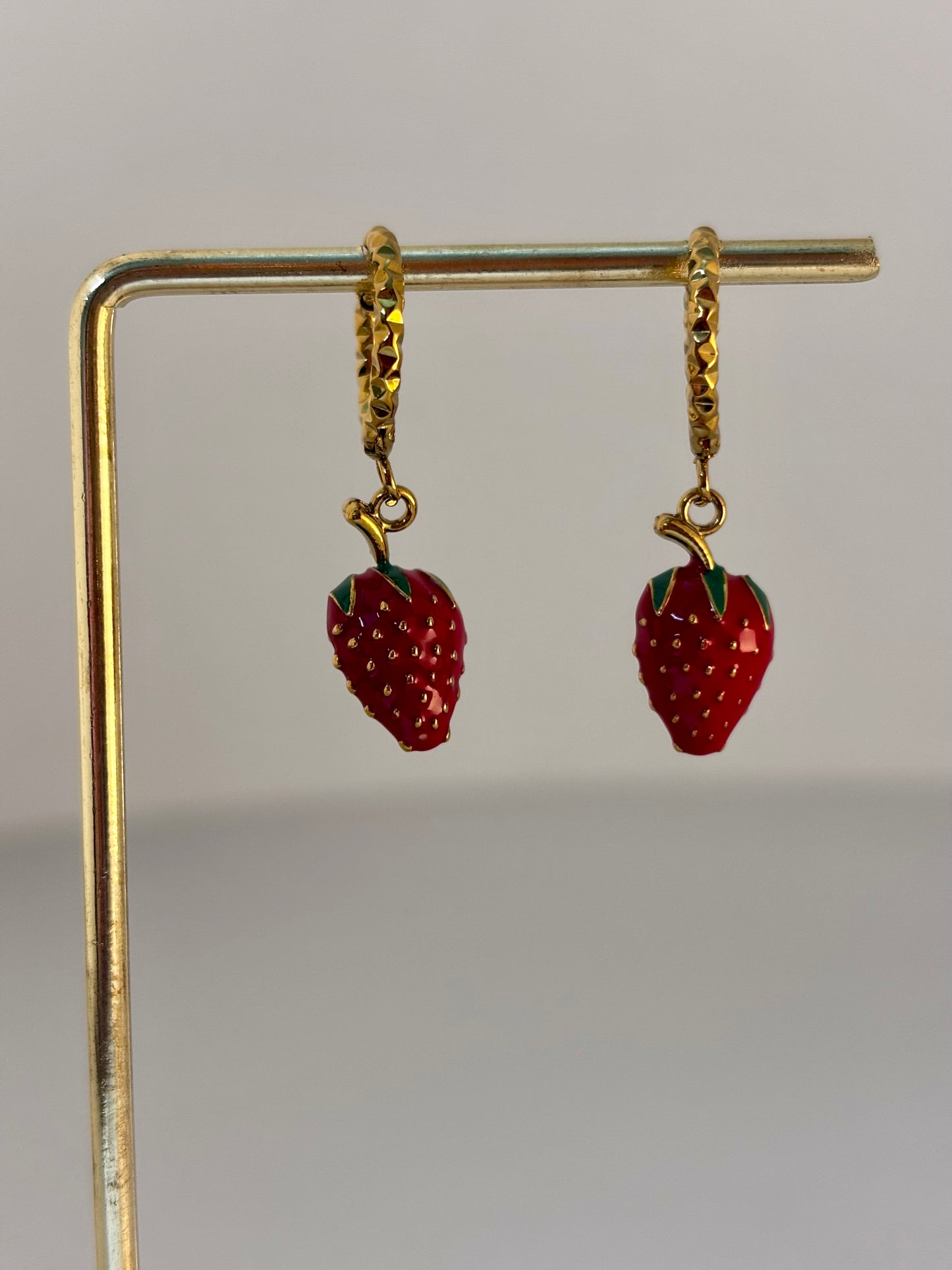 Strawberry Pop Hoop Earrings | 18kt Gold Plated