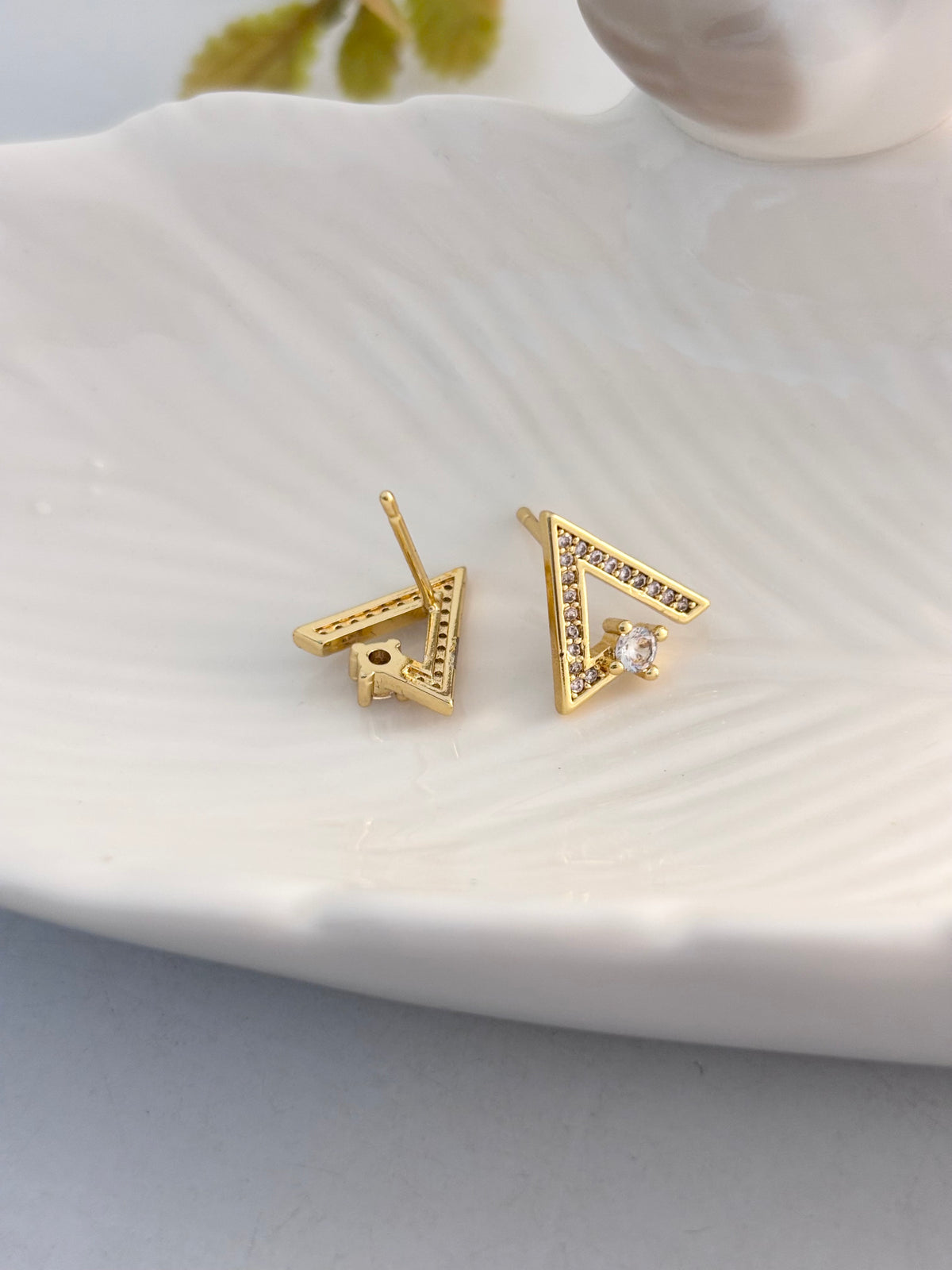 Ziva V Cut Zircon Stud Earrings | Gold Plated Stainless Steel