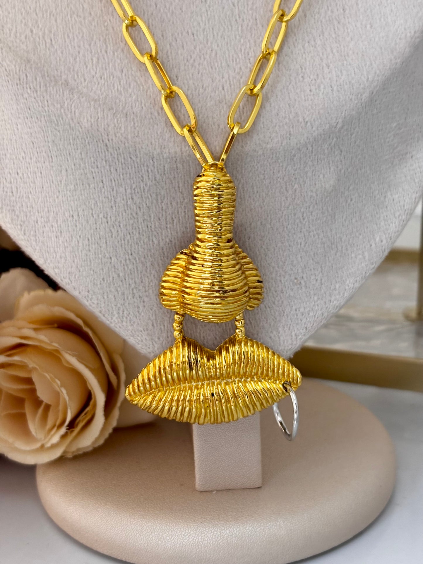Gold Abstract Face Pendant Necklace | Gold Plated Non Tarnish