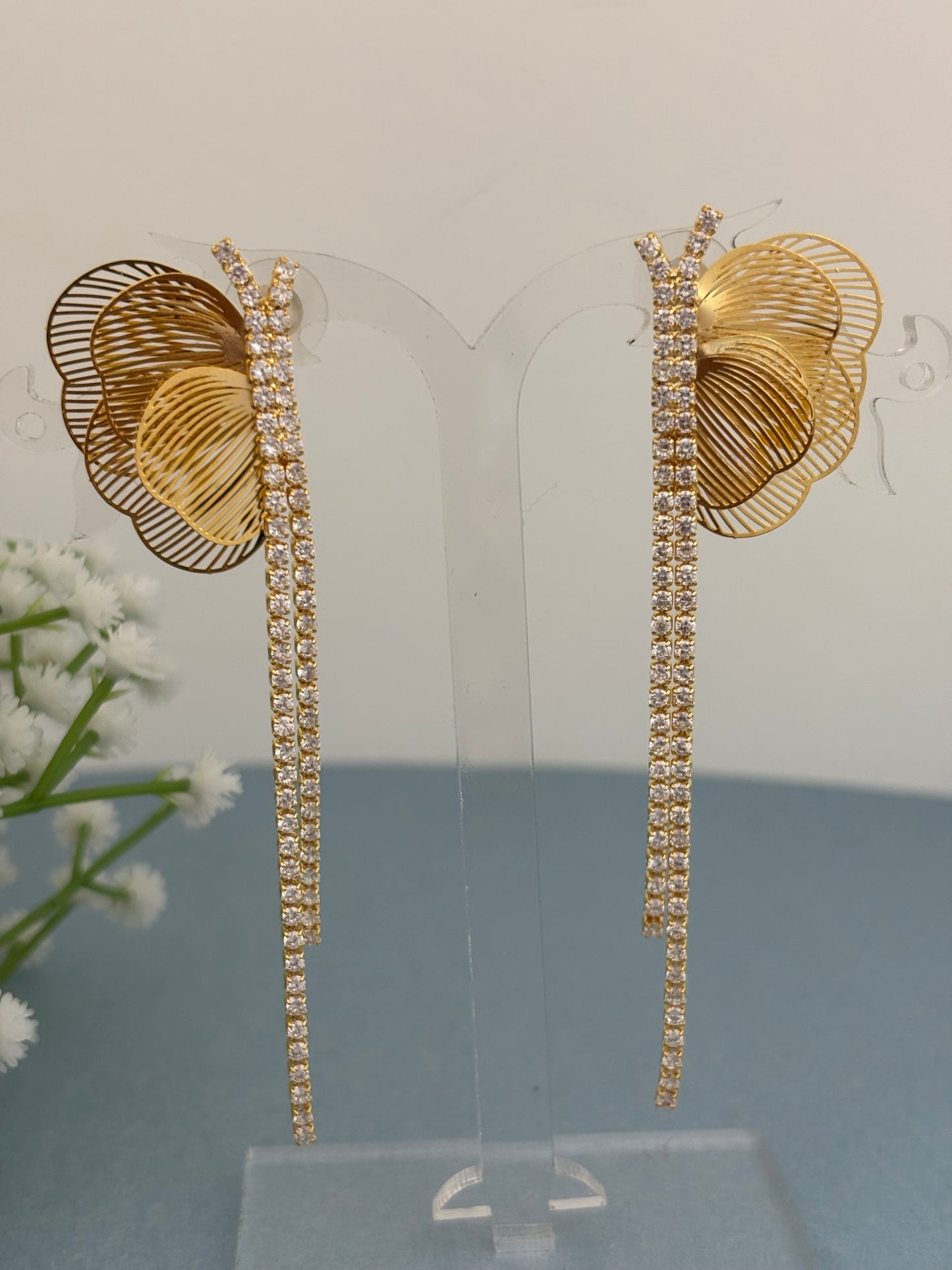 Golden Flutter CZ Dangles