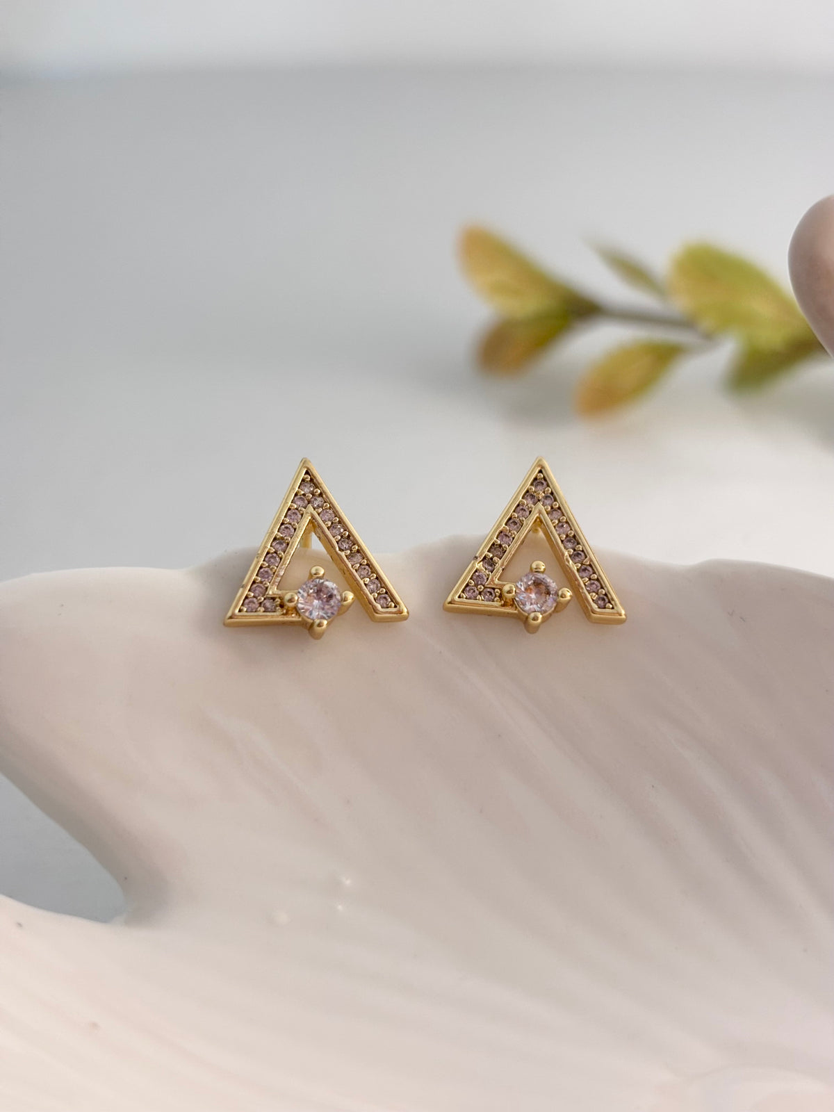 Ziva V Cut Zircon Stud Earrings | Gold Plated Stainless Steel