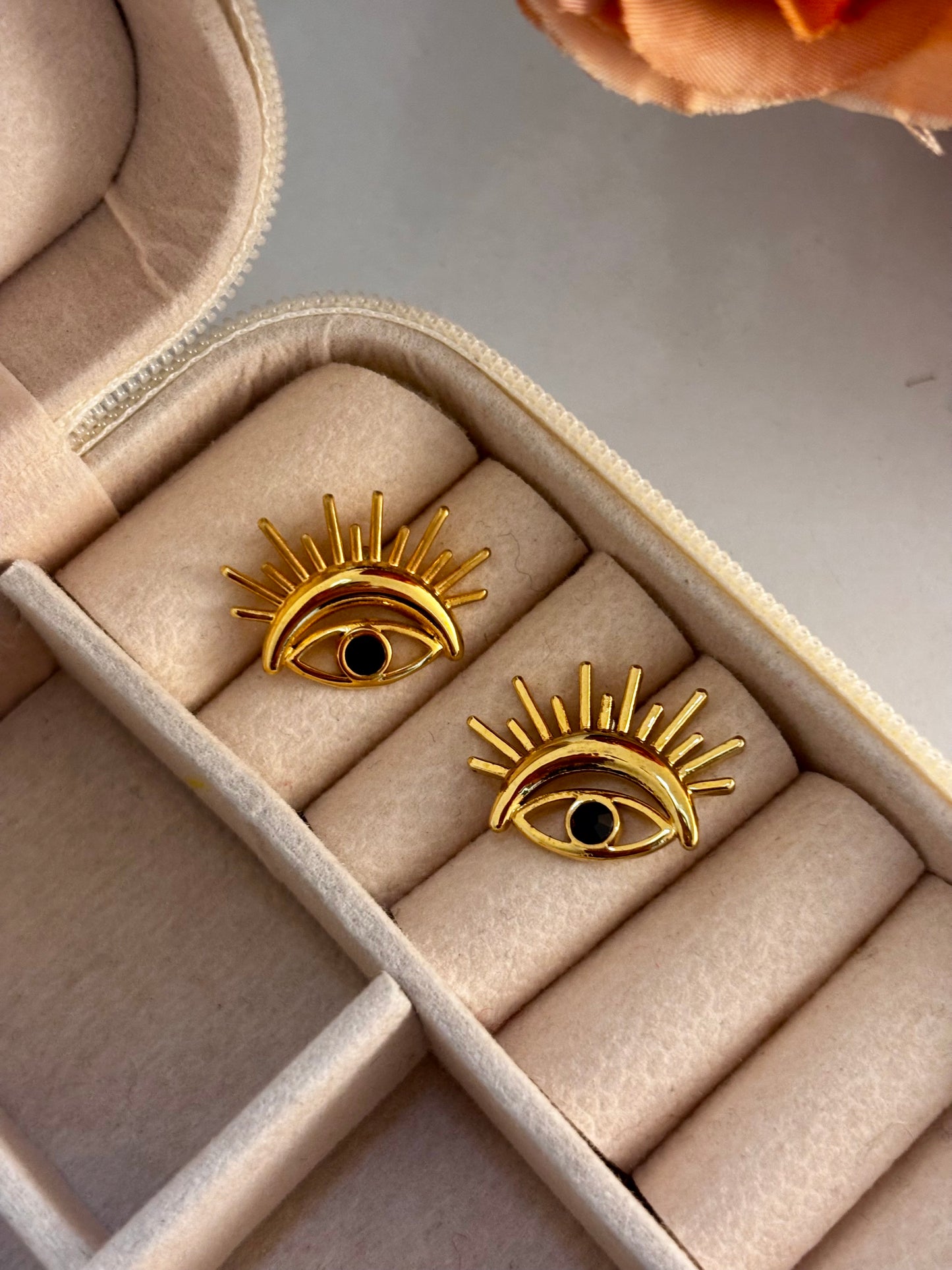 Golden Evil Eye Studs Earrings | Stainless Steel Gold Plated