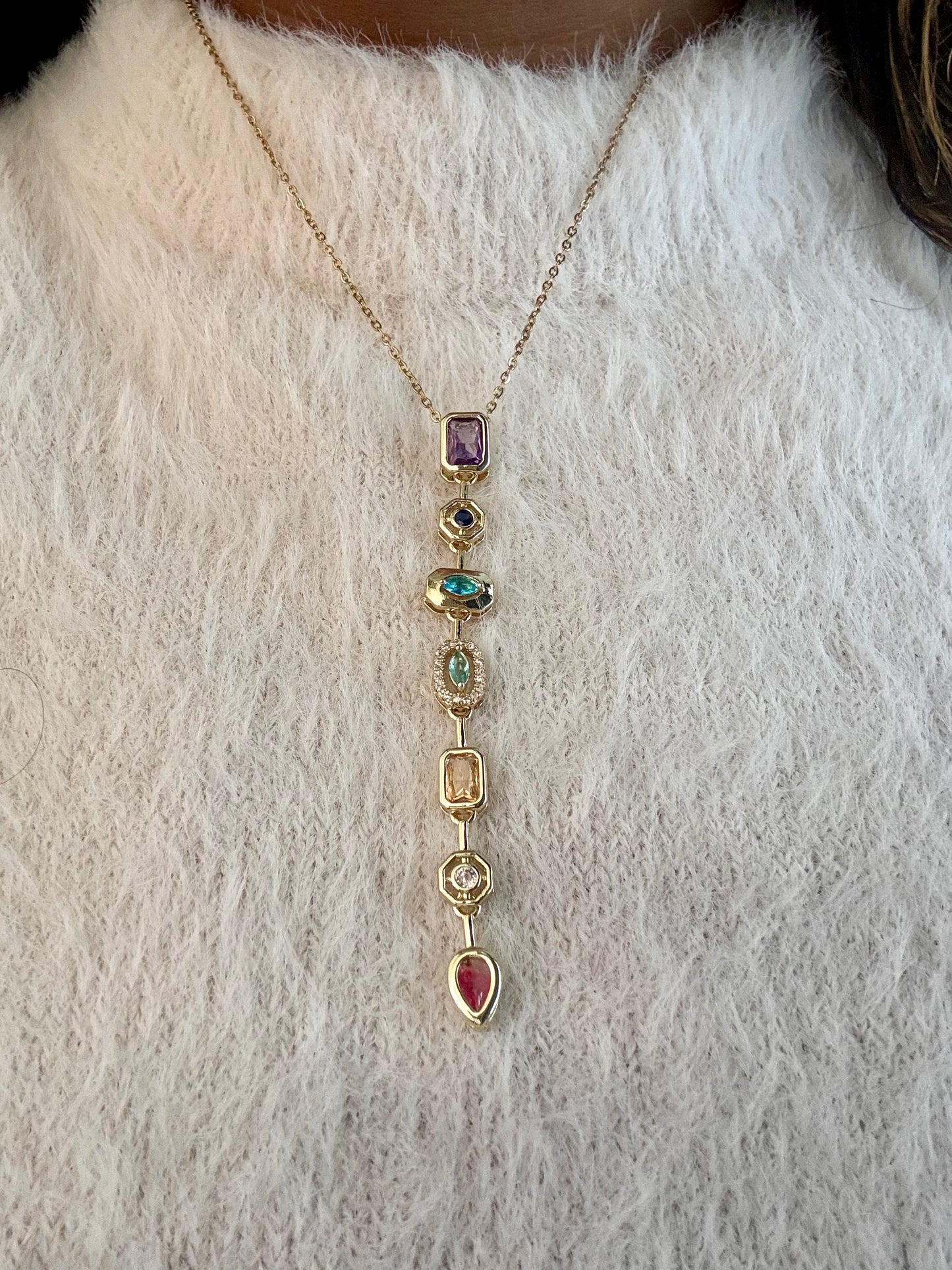 Viral Golden Multicolor Drop Necklace