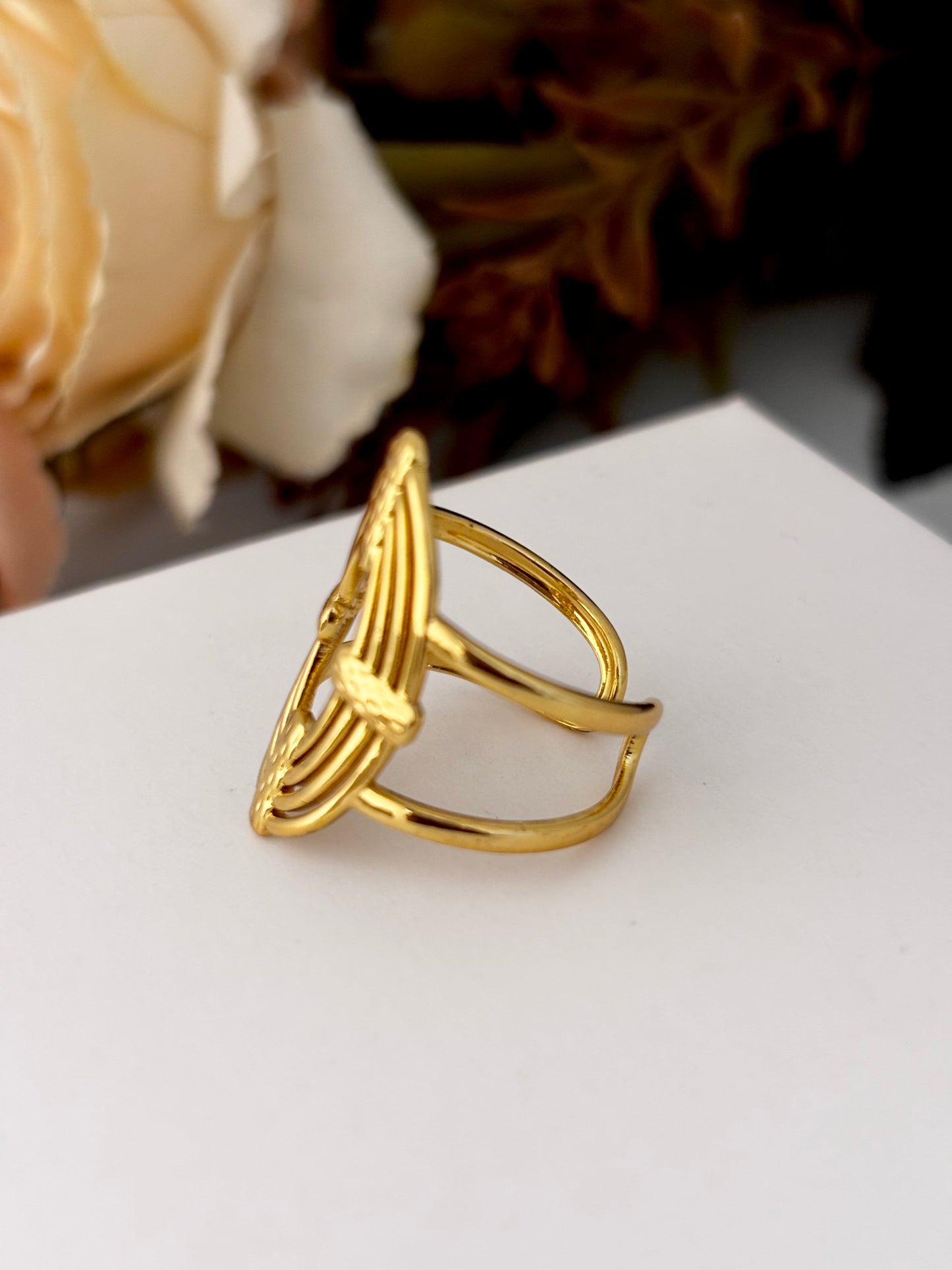 Solar Kiss - Anti-Tarnish Gold Plated Oval Statement Ring
