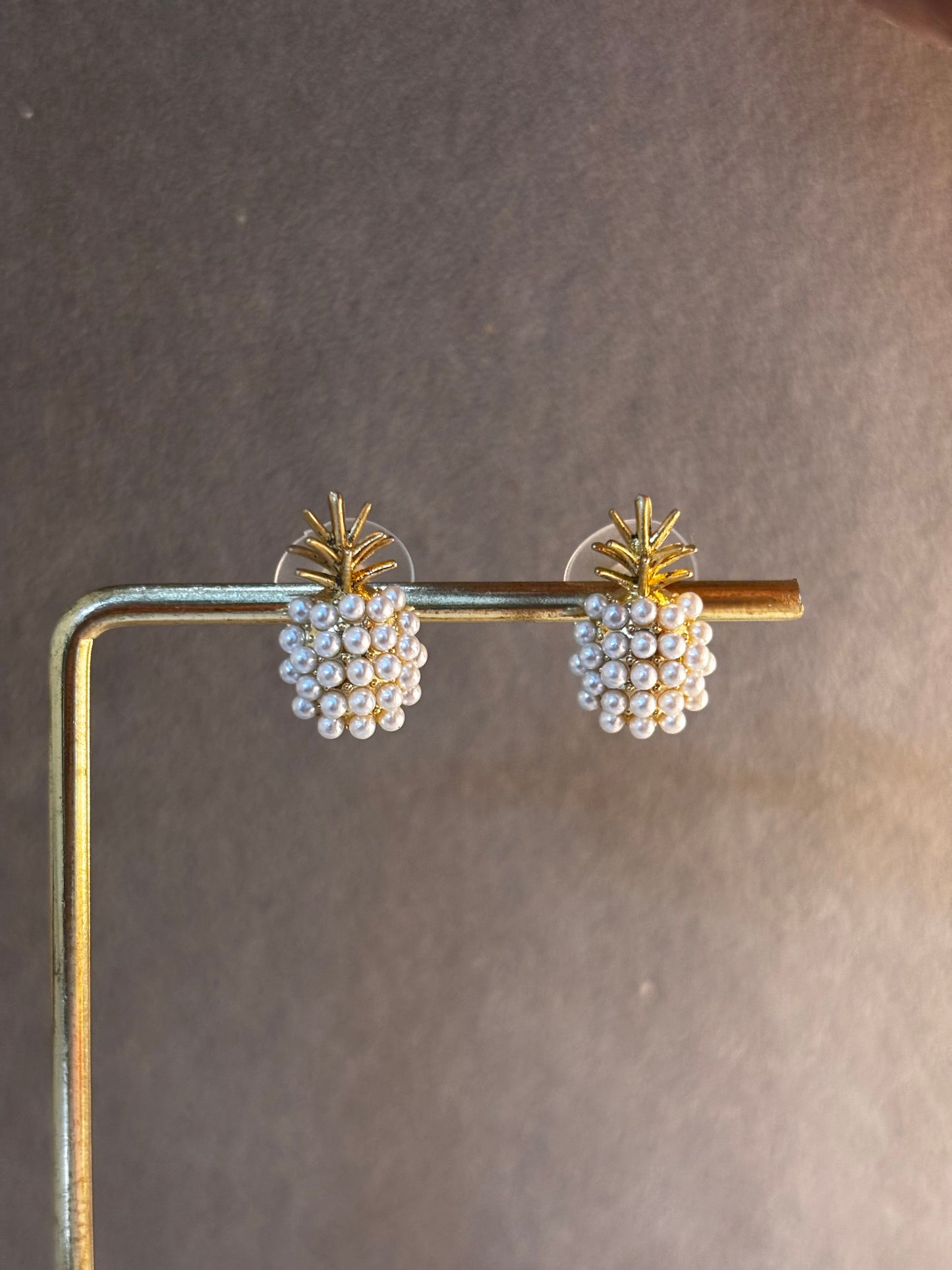 Pearl Pineapple Earrings | Minimal Studs