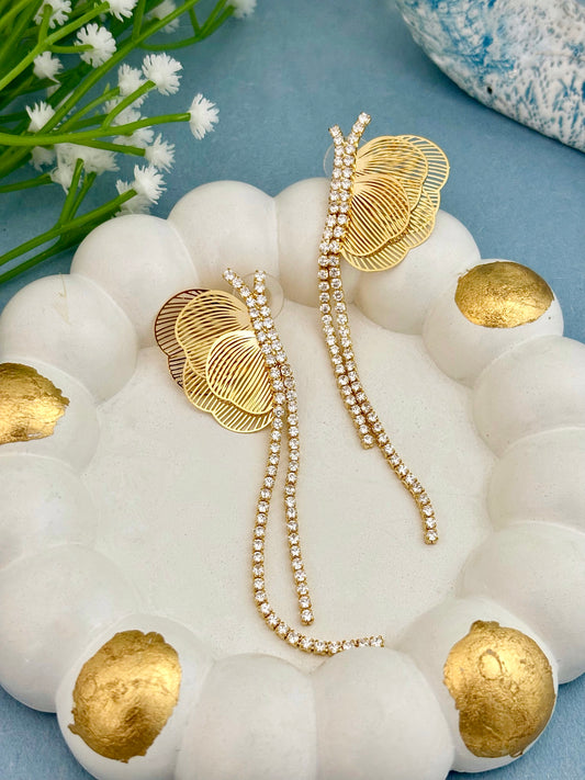 Golden Flutter CZ Dangles