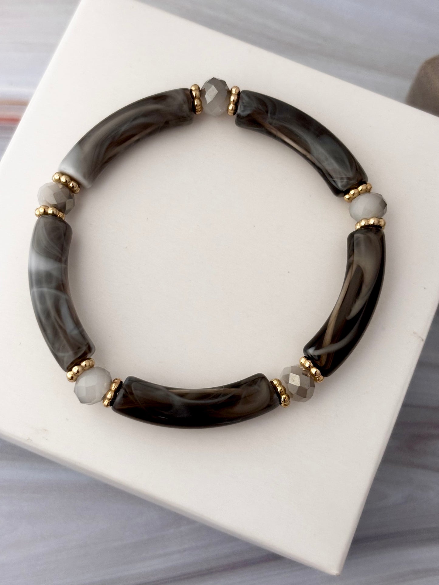 3 Piece Smokey Grey Acrylic Bracelet Stack | All size