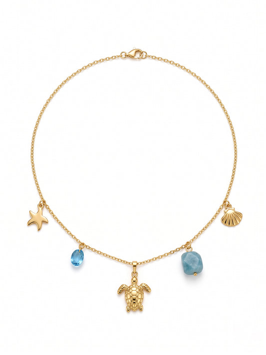 Turtle Muse Beach Necklace | 18k Gold Plated | Waterproof