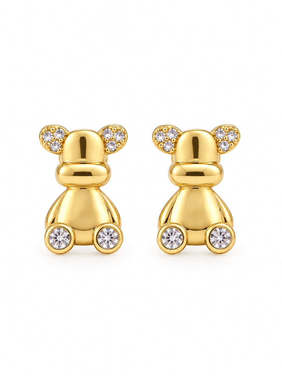 Playful Teddy Stud Earrings | Gold Plated Stainless Steel