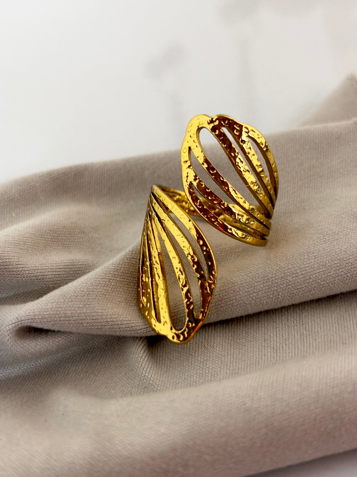 Gold Abstract Open Adjustable Ring