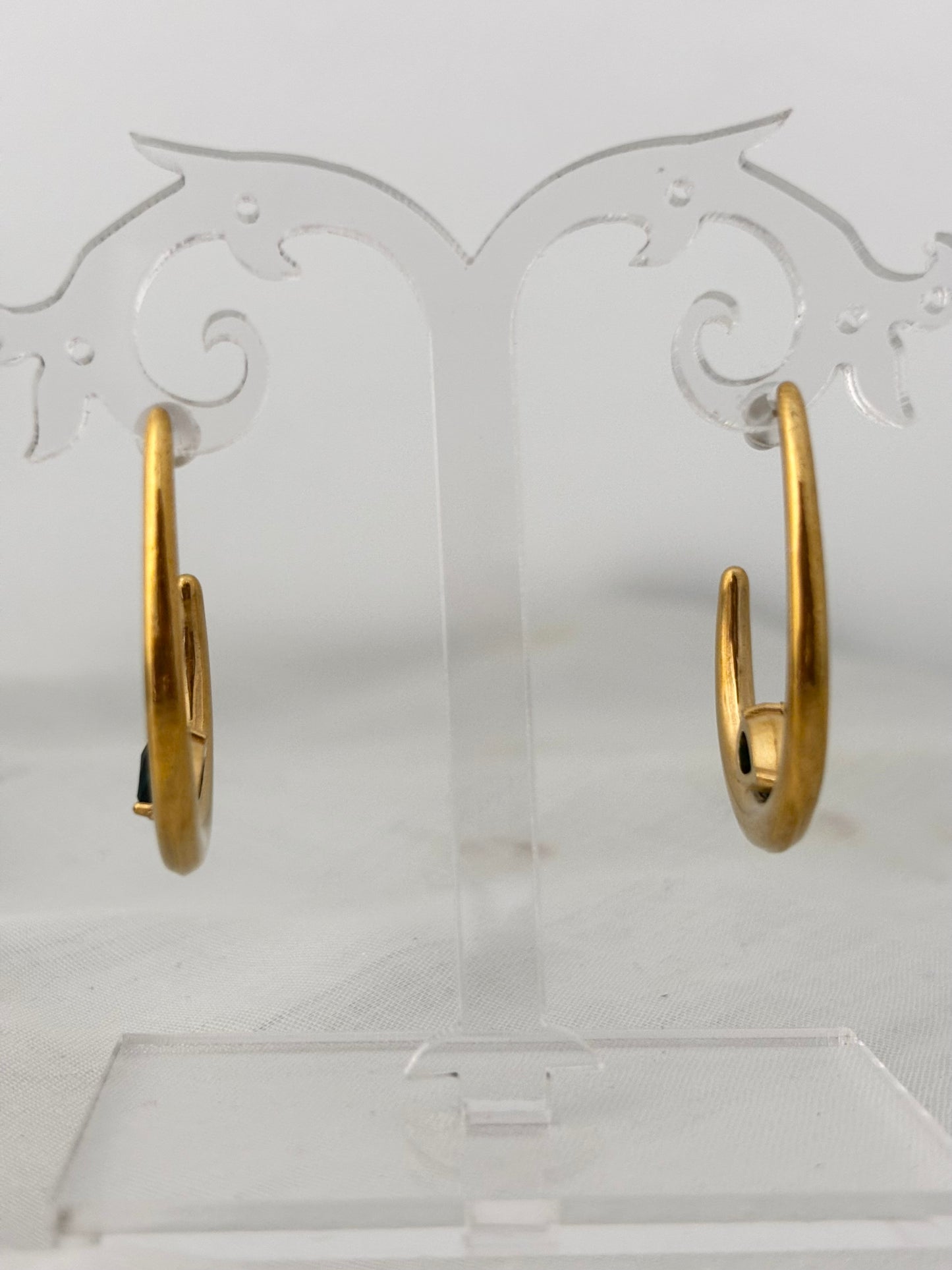 Emerald Crescent Gold Hoops | Anti Tarnish