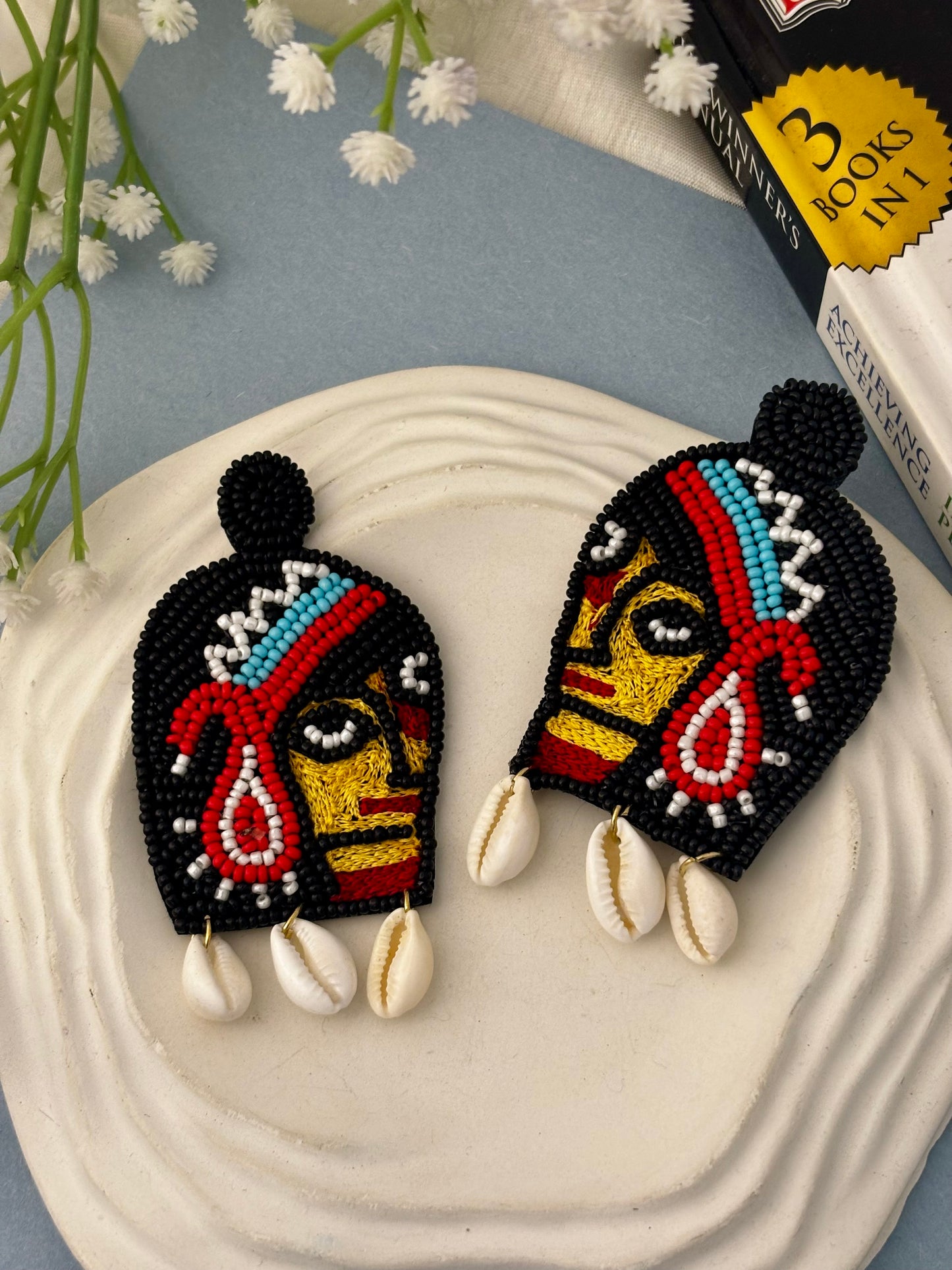 Tribal Shell Face Earrings