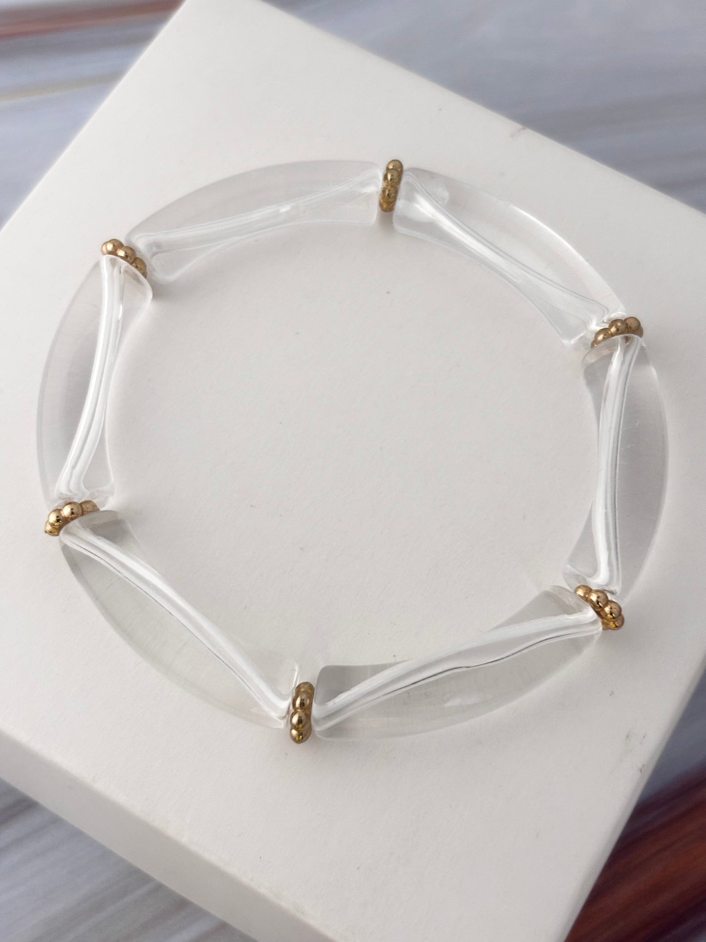 3 Piece Clear Luxe Acrylic Bracelet Stack | All size