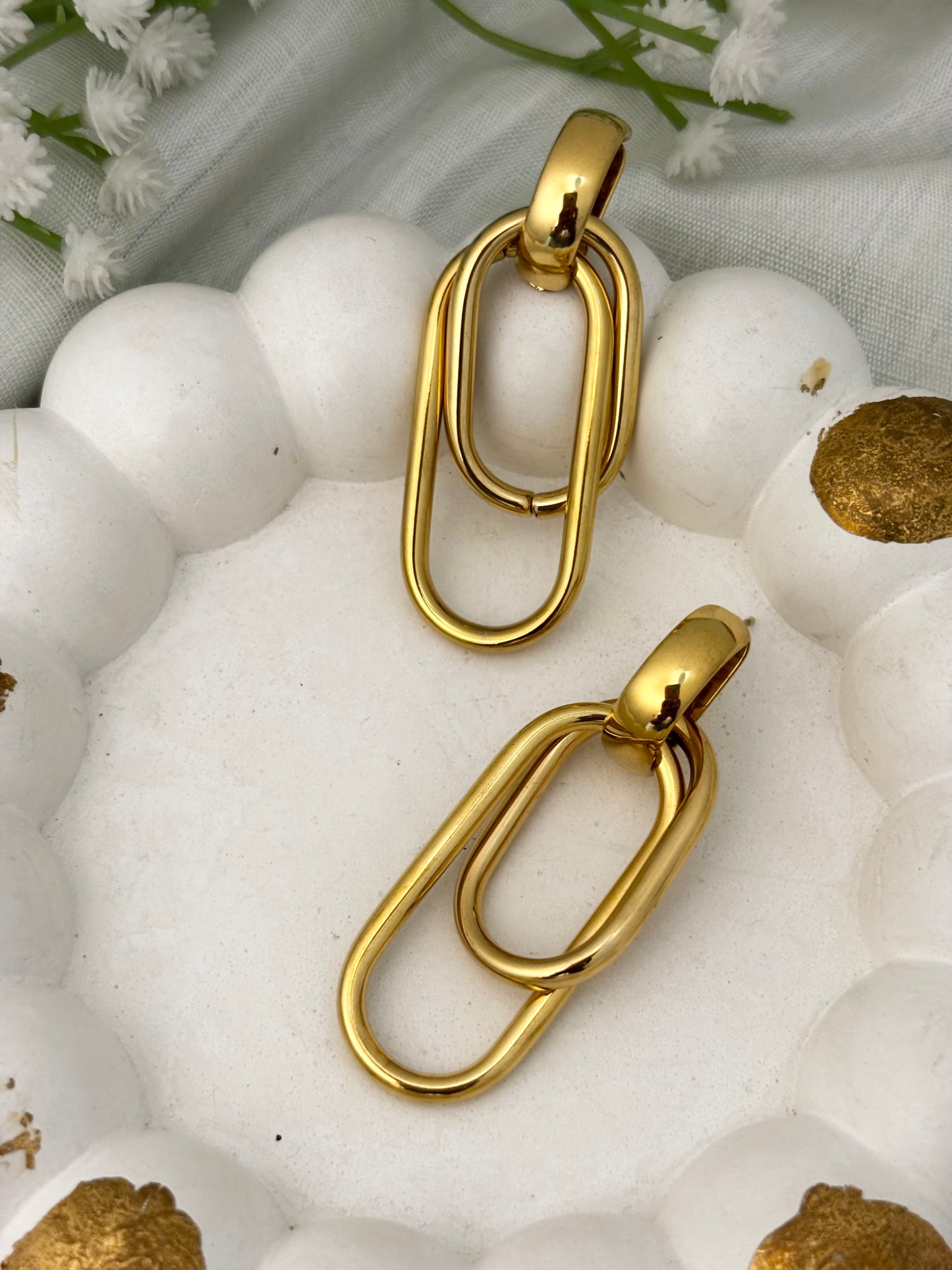 Paperclip Chain Statement Earrings