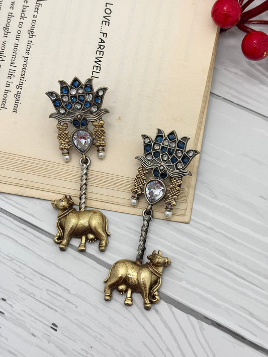 Nandini Dual Tone Earrings (Blue)